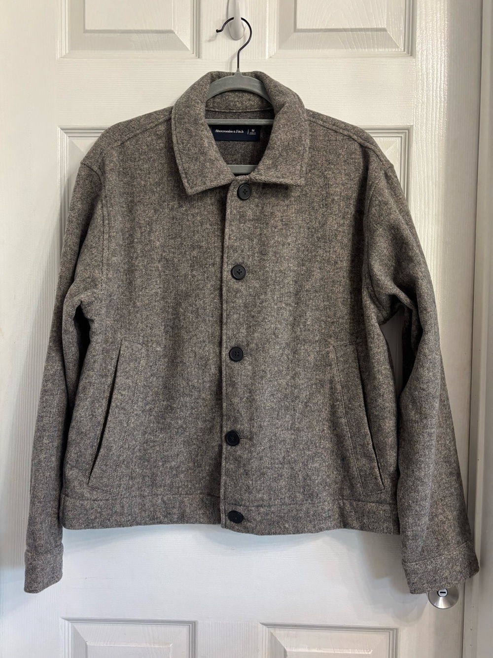 Abercrombie & Fitch Men’s Gray Button-Front Jacket Wool Blend Medium